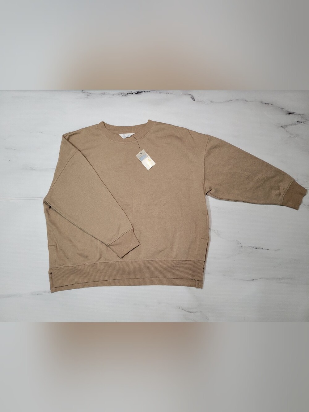 Primark Cares Stone Tan Beige Oversized Crewneck Sweatshirt NWT Size L